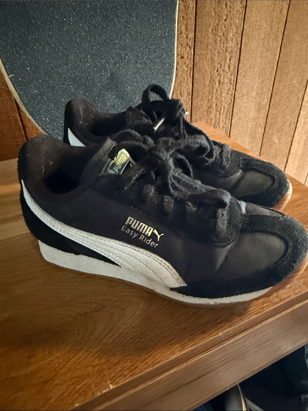 Puma Black and White Easy Rider Retro Sneakers
